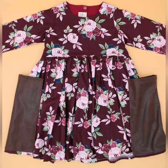 Fall-Ready Cotton Dress – 3T Bold Floral with Luxe Details - Picture 6 of 10